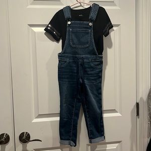 Girls overalls with black t shirt